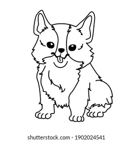 Cute vector hand drawn pen corgi dog puppy cartoon, illustration