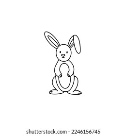 Cute vector hand drawn rabbit isolated on white background.