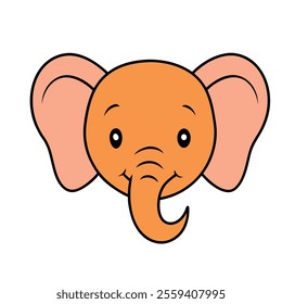 A cute vector happy realistic elephant face logo