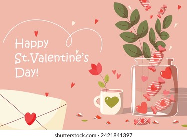 Cute vector Happy Valentines day  gift card