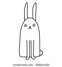 Cute vector hare rabbit drawn in the style of doodles. Design for the decoration of a child's room or clothing, greeting card, fabric, textile, holiday invitation