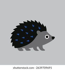 Cute vector hedgehog with big eyes, simple design, great for kids' projects and decor.