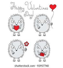 Cute vector hedgehogs set