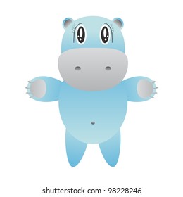 Cute vector hippo character illustration