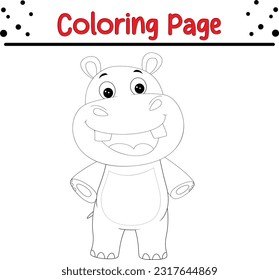 Cute vector hippo lion. Vector cartoon animals. Vector illustration for children. Coloring book