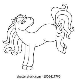 
Cute vector horse. Vector cartoon pony. Vector illustration for children. Coloring book 