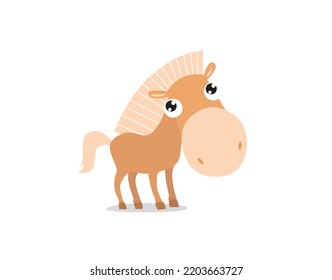 Cute vector horse. Farm animal. Pony. Little cute horse. Funny cartoon character.