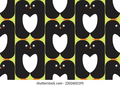 Cute Vector Hugging Penguins Seamless Patterns 