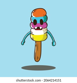 Cute vector ice cream villain childrens book and print