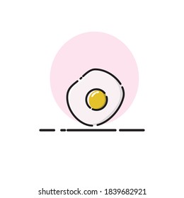 Cute vector icon of fried egg in mbe style