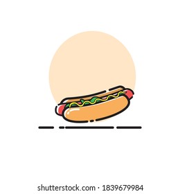 Cute vector icon of hot dog in mbe style