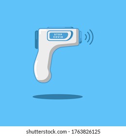 cute vector icon illustration of Thermometer Gun Medical Digital Non-Contact Infrared Sight Handheld Forehead Readings. Covid-19 prevention.