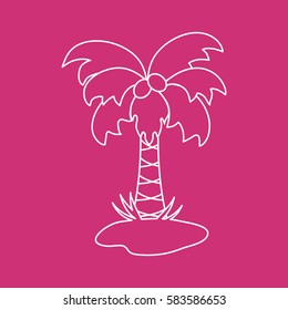Cute vector icon of the palm tree. Design for banner, poster or print. 