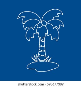 Cute vector icon of the palm tree. Design for banner, poster or print. 