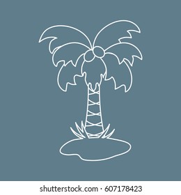 Cute vector icon of the palm tree. Design for banner, poster or print. 