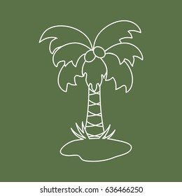 Cute vector icon of the palm tree. Design for banner, poster or print. 