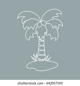 Cute vector icon of the palm tree. Design for banner, poster or print. 