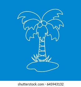 Cute vector icon of the palm tree. Design for banner, poster or print. 