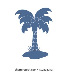Cute vector icon of the palm tree. Design for banner, poster or print. 