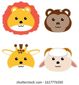Cute vector icon set of zoo animals.