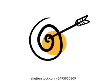 
cute vector icon of a target board along with a bullseye arrow