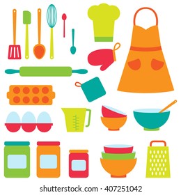 Cute vector icons collection on baking theme