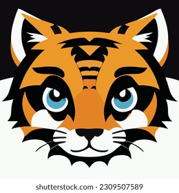 Cute vector illustation or icon of a tiger