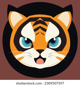 Cute vector illustation or icon of a tiger