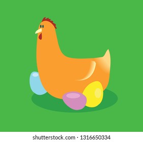 Cute vector illustrated orange easter chicken