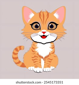 Cute vector illustration of an adorable kitten with big, sparkling eyes, soft fur, and a playful expression. Perfect for children’s designs, posters, stickers, greeting cards, and more.