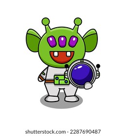 cute vector illustration of alien astronaut
