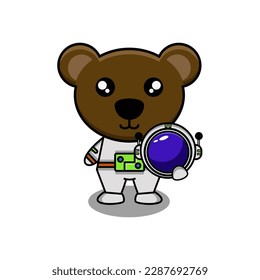 cute vector illustration of astronaut bear