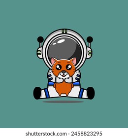 cute vector illustration of an astronaut mascot holding a cat