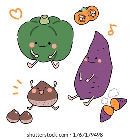 Cute vector illustration of autumn vegetables