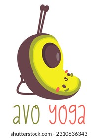 Cute Vektorgrafik. Avocado macht Yoga, Sarvangasana Pose. Avo-Yoga-Kapsel