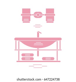 Cute vector illustration with bathroom elements. Bathroom interior design. Design for poster or print.