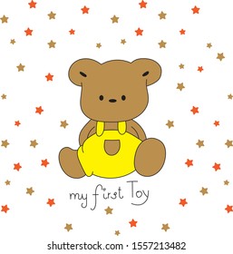Cute vector illustration bear toy and star