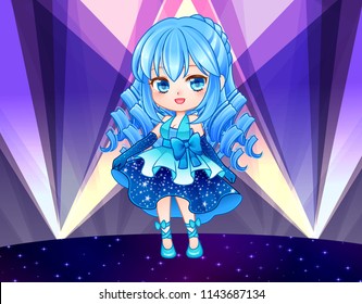 Cute Vector Illustration.
Beautiful Chibi Zodiac Girl.
Kawaii Anime Manga Teenager. Big Eyes.  Use For Postcards, Print On Clothes Or Other Things. Banner Decorations.