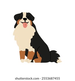 Cute vector Illustration of Bernese Mountain Dog dog. Pet clipart collection. canine, puppy hand drawn. Illustrated in various poses. 