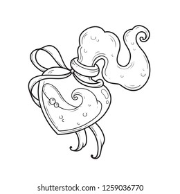 Cute vector illustration of bottle with magical potion or perfume