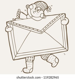 Cute vector illustration with boy and letter for Santa