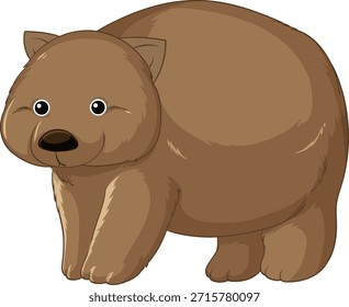 Nette Vektorgrafik eines braunen Wombat, einfacher Cartoon-Stil, klare Linien, flache Farben