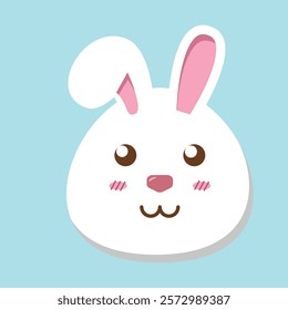 A cute vector illustration of a bunny, rabbit head cartoon