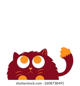 Cute vector illustration of a burgundy cat on a white background.