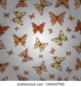 Cute Vector illustration. Butterflies seamless pattern in white, black and orange colors. Perfect for web page backgrounds, wallpapers, textile, surface textures.