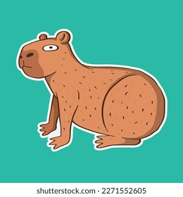 Cute Vector illustration of Cute Capybara. Capybara sticker Illustration. Capybara Sticker.