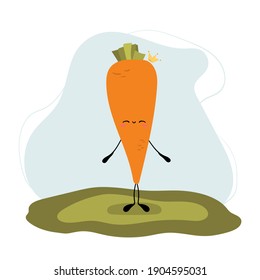 Cute vector illustration of carrot character isolated on white background. Design for kids in cartoon style.