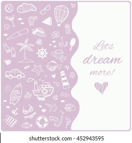 Cute vector illustration. Cartoon doodle icons.Hand drawn summer and marine concept.