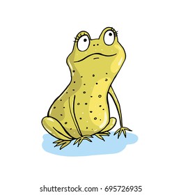 Cute vector illustration of cartoon frog