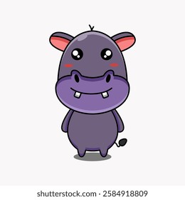 cute vector illustration of cartoon hippo mascot